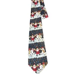 VINTAGE Fratello Christmas Necktie Tie‎ Santa Claus Snowmen Ice Skating Novelty